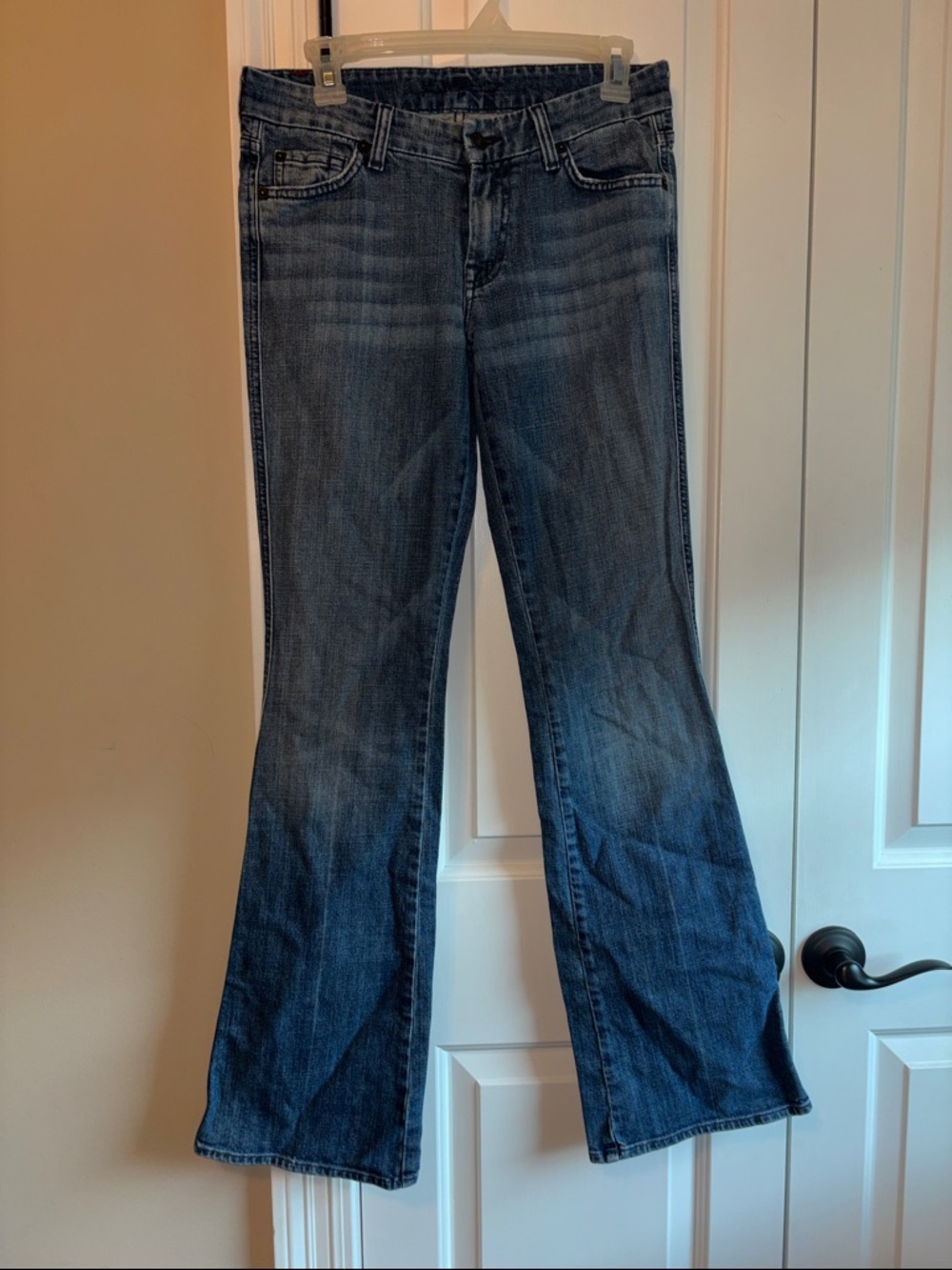 7 For All Mankind Dark Blue Flare Jeans “A” pocket size 28